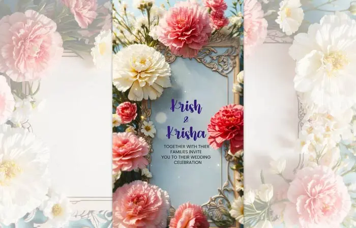 Modern 3D Minimalist Floral Wedding Invitation Instagram Story